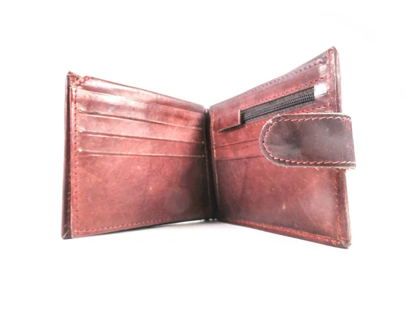Portemonnee. Mannen portemonnee. Portemonnee. Bruin portemonnee gemaakt van leer. — Stockfoto