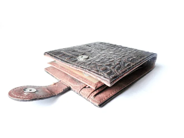 Portemonnee. Mannen portemonnee. Portemonnee. Bruin portemonnee gemaakt van leer. — Stockfoto