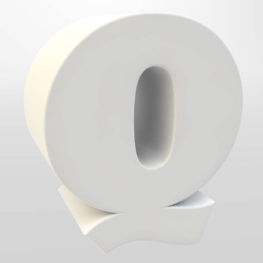 3D render. Hafif bir arka plan beyaz harfler. Büyük harf.