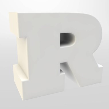 3D render. Hafif bir arka plan beyaz harfler. Büyük harf.