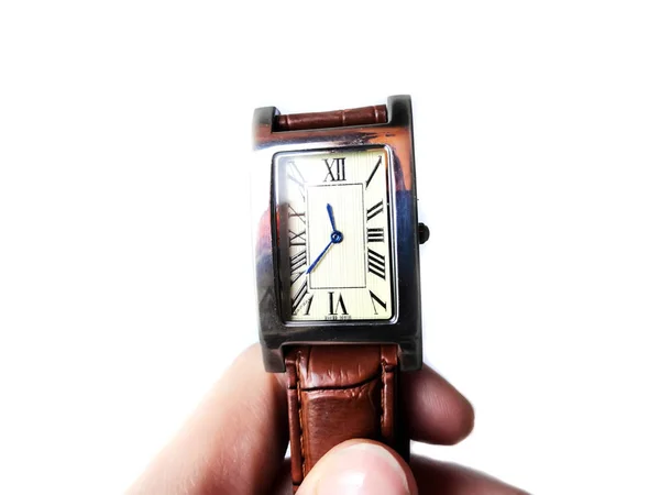 Náramkové hodinky. Zařízení pro sledování času. Příslušenství podnikání osoby. — Stock fotografie