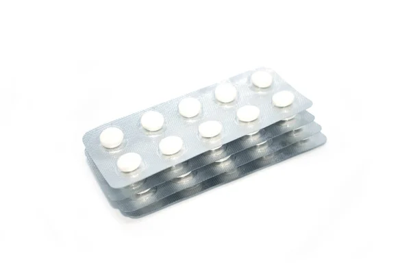 Sokszínű tabletták Átlátszó csomagolások. Orvosi termékek-hoz fenntart jó egészség és jó közérzet. — Stock Fotó