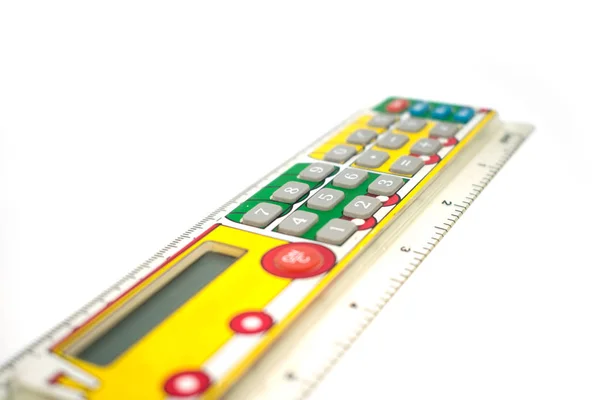 Calculator for schoolchildren. In the form of a line with the image of a paravoz. — Stock Photo, Image