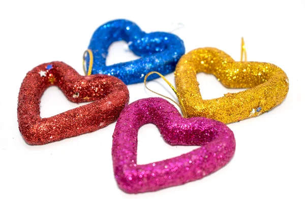 Les jouets du Nouvel An sous la forme d'un cœur . — Photo