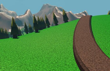 3D render görüntü dağ. Doğa dağlar çizimi.