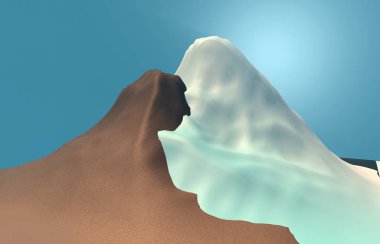 3D render görüntü dağ. Doğa dağlar çizimi.