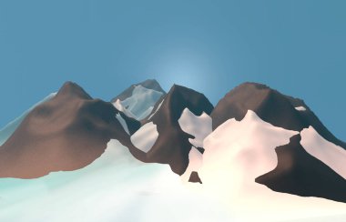 3D render görüntü dağ. Doğa dağlar çizimi.