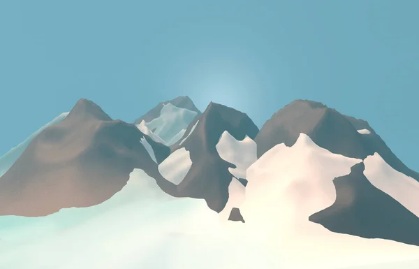 3D-Renderbild des Berges. Illustration der Natur Berge. — Stockfoto