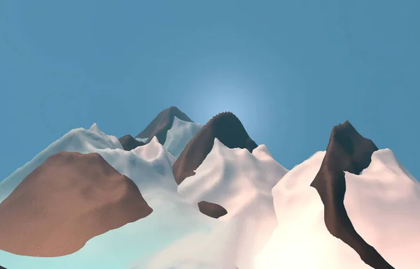 3D εικόνα της απόδοσης του βουνού. Απεικόνιση της φύσης βουνών. — Φωτογραφία Αρχείου