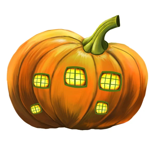 El dibujo de una calabaza. Ilustración de un vegetal de calabaza. Halloween de vacaciones . —  Fotos de Stock