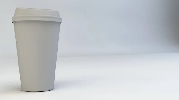 Weergave Illustratie Papieren Beker Voor Koffie Een Lichte Achtergrond — Stockfoto