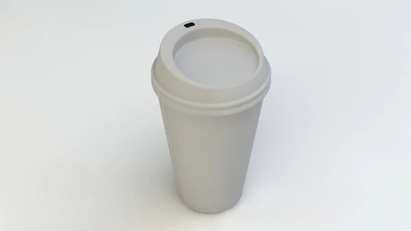 Απόδοση Εικόνα Χάρτινο Κύπελλο Για Καφέ Ελαφρύ Φόντο — Φωτογραφία Αρχείου