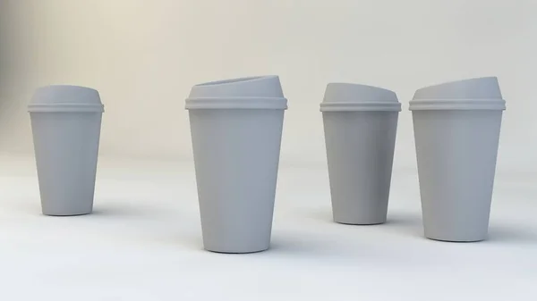 Rendering Illustrazione Tazza Carta Caffè Sfondo Chiaro — Foto Stock