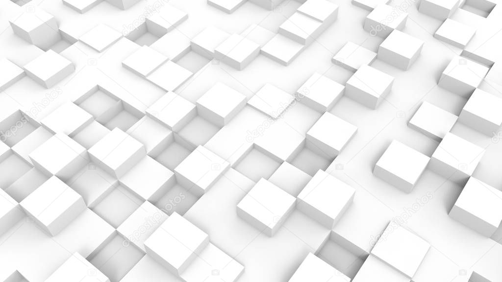 3d rendering, 3d illustration. Abstract background illustration of white, light cubes.