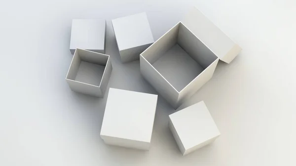 Rendering Illustration Boxes White Background — Stock Photo, Image