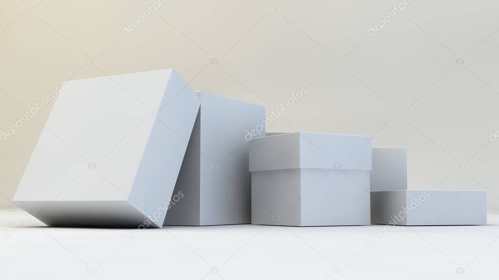 3d rendering, 3d illustration. Boxes on a white background.