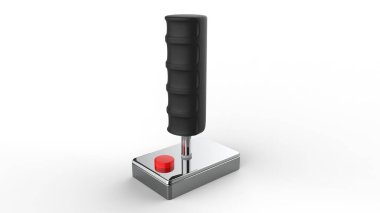 3 boyutlu illüstrasyon, 3 boyutlu joystick. Beyaz arka planda gerçekçi oyun joystick 'i.