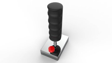 3 boyutlu illüstrasyon, 3 boyutlu joystick. Beyaz arka planda gerçekçi oyun joystick 'i.