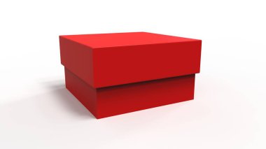 3D çizim, 3D çizim. Sade bir arka planda hediye kutusu.