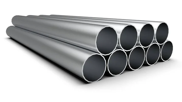 Renderização Ilustração Construção Tubos Metal Sobre Fundo Branco — Fotografia de Stock