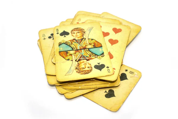 Foto Von Spielkarten Zigeunerkarten Auf Weißem Hintergrund — Stockfoto