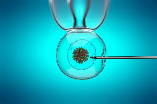 ウイルスによる細胞へのワクチンの導入 3Dイラスト — ストック写真