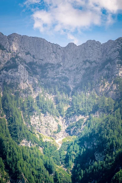 Vista desde Podolseva a la roca de la montaña Raduha en Eslovenia — Foto de Stock