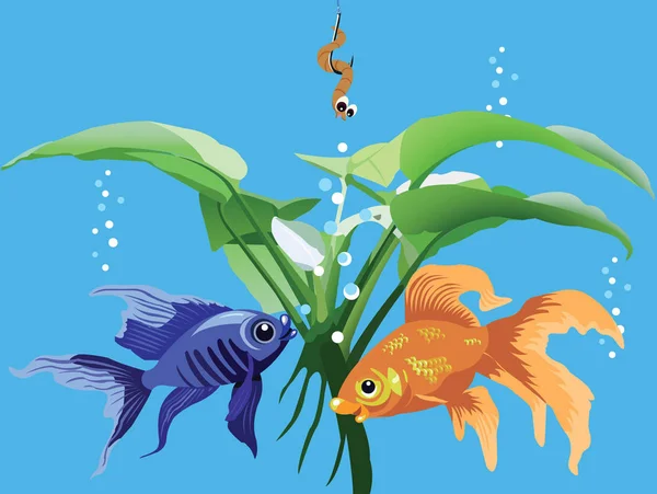Vissen in het aquarium — Stockvector