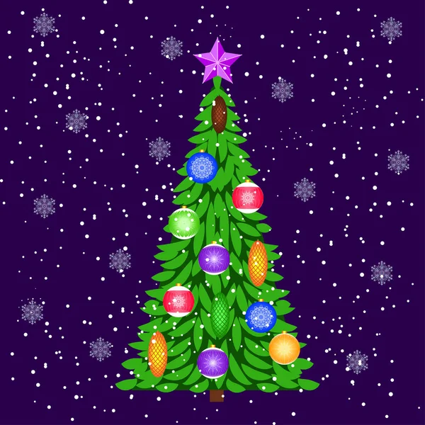 Árbol de Navidad decorado — Vector de stock