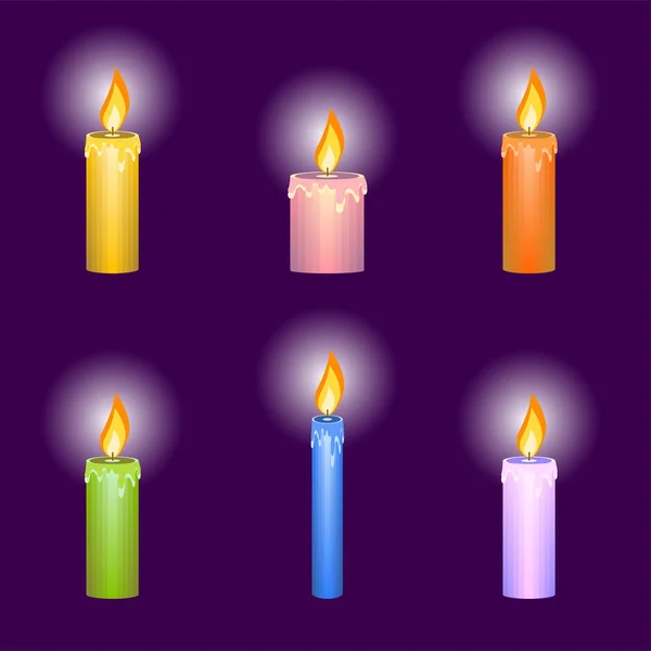 Velas. Decoraciones navideñas, elementos para el registro de fes — Vector de stock