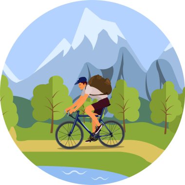 Bir adamı ormana bir bisiklet ile gidiyor