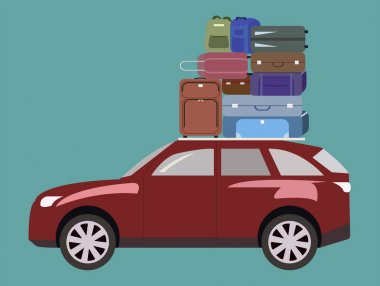 Araba ile yolculuk. Bagaj arabanın çatıda