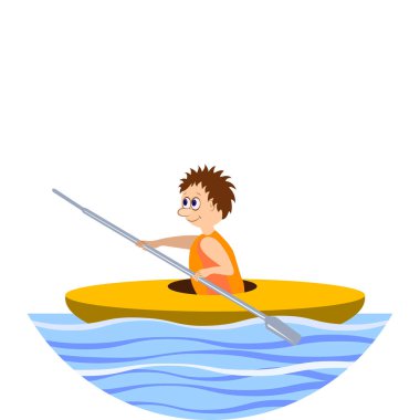 Su sporları. Kürek, Kayak. İllüstrasyon.
