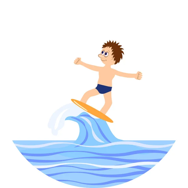 Aquatics. Water surfing. Cartoon Illustration — Stock Vector