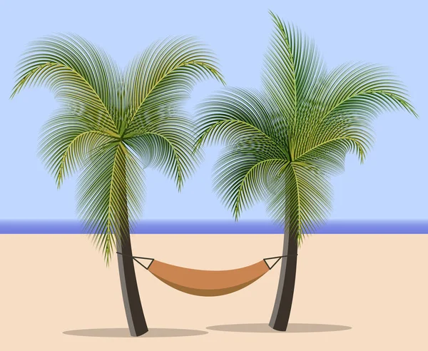 Гамак между пальмами — стоковый вектор