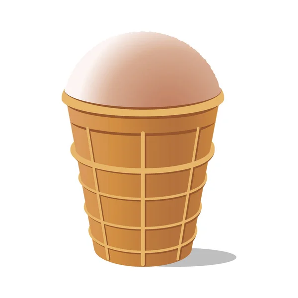 Helado en una taza de gofre. — Vector de stock