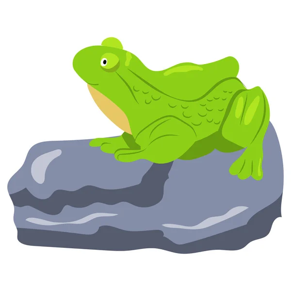 Смешная Зеленая Лягушка Стиле Мультфильма Векторная Иллюстрация Стоковая Иллюстрация