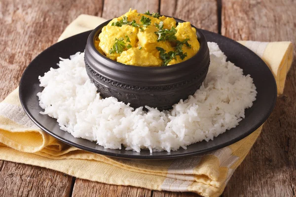 Chicken Korma on a mildly spiced creamy sauce close-up. Horizont — Stock Photo, Image
