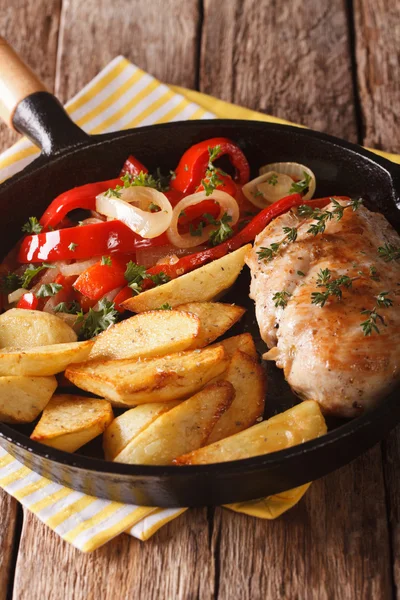 patates kızartması ve biber clos sıcak salata ile baharatlı tavuk