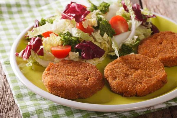 Costolette di carota dietetiche e insalata di cicoria, cavolo e pomodoro — Foto Stock