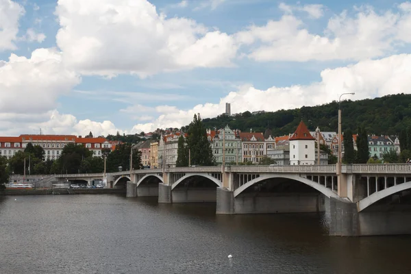 Jirasek Bridge on the Vltava river in Prague — Stock Photo, Image