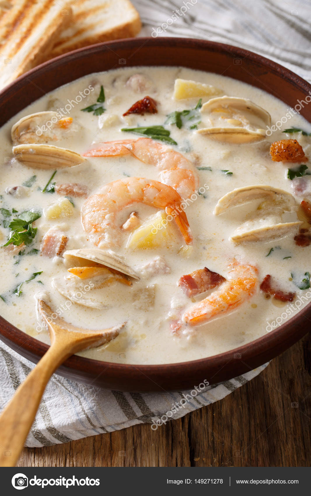 English Clam Chowder Soup Close Up Vertical Stock Photo Image By C Lenyvavsha English Clam Chowder Soup Close Up Vertical Stock Photo Image By C Lenyvavsha