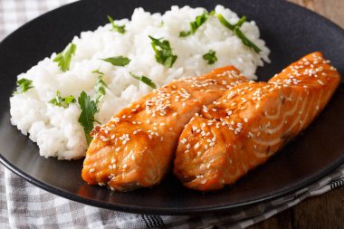 Somon bal susam ile sır ve garnitür kapat-u pirinç