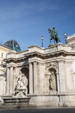 view of Franz Joseph I statue and Albertina Museum clipart