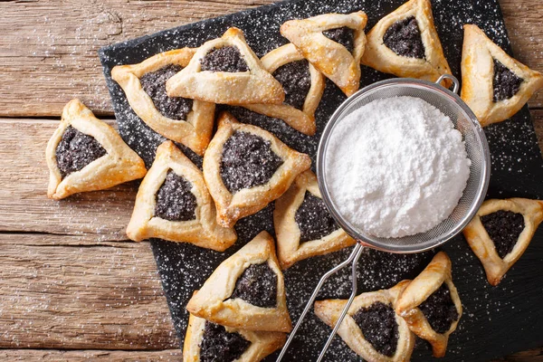 Comida de férias judaica tradicional - Purim Hamantaschen close-up. h — Fotografia de Stock