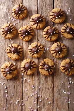 Cadılar Bayramı için Festival çikolata örümcek kurabiyeler. Dikey üst vie