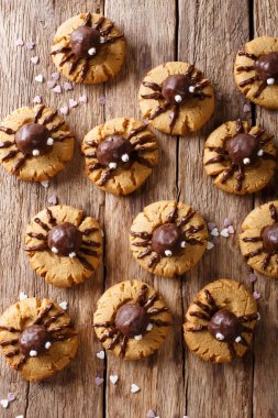 Cadılar Bayramı Çerezler çikolata örümcekler yakın çekim üzerinde bir ahşap ile ta