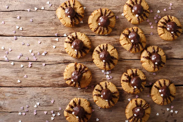 Çikolata örümcekler yakın çekim ile ev yapımı Halloween tanımlama. Hori