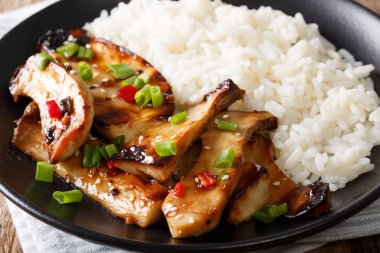 pirinç ve teriyaki soslu istiridye mantar kapatmak Kral ızgara