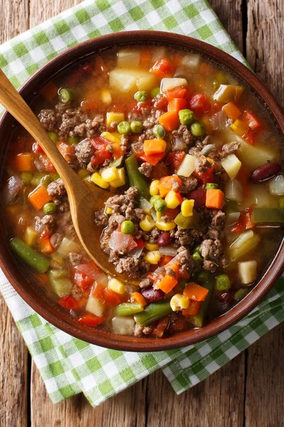 おいしいハンバーグ牛ひき肉と野菜のミックス スープ — ストック写真